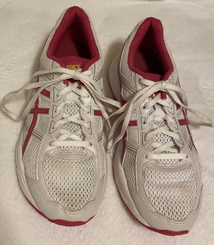 Scarpe da corsa Asics GEL Contend 4 da donna taglia 8 5 bianche e rosa T765N usate in ottime condizioni!!!
