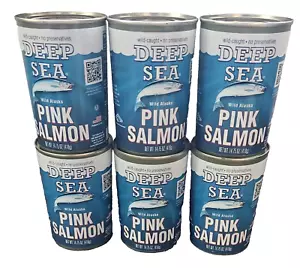 Lot of 6 Deep Sea Pink Salmon Wild Alaska Canned 14.75 oz June 2028 - Picture 1 of 2