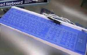 Flexible Tastatur PS/2 USB Wasserdicht einrollbar deutsch blau - Bild 1 von 1
