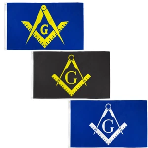 Freemason Flag 3x5ft Freemasonry Flag Masonic Square Compasses Flag Blue Black - Picture 1 of 7