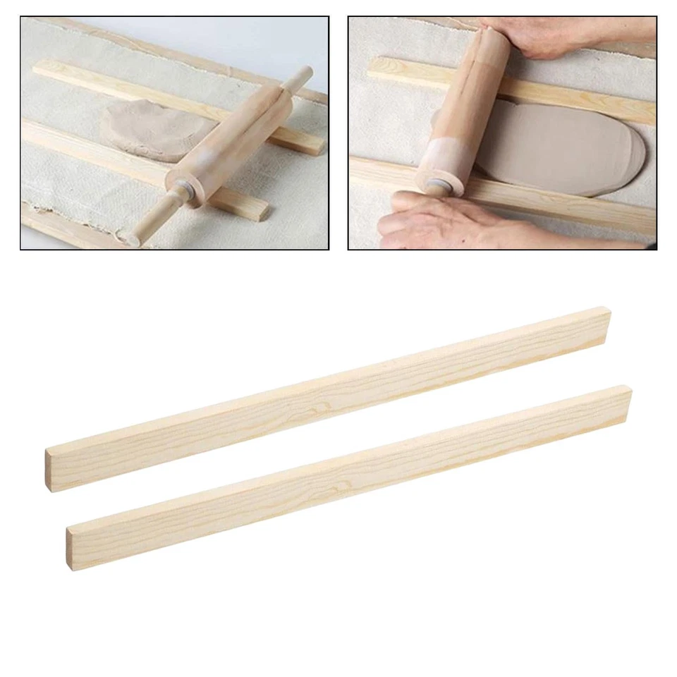 2Pcs Wooden Rolling Pin Guides Wood Guide Rail Rolling Pin Spacers Sticks Baking - Image 1 of 1