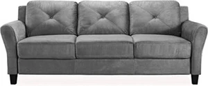 Lifestyle Solutions Harrington Grey Sofa Loveseat Polyester New + Free Shipping. - Picture 1 of 4