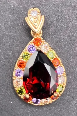 14ct Rose Gold Ruby Amethyst Peridot Diamond Pendant Valentines Filled Simulated - Image 1 of 4