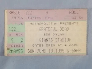 June 6-18-95 1995 Grateful Dead Bob Dylan Concert Ticket Stub Giants Stadium - Picture 1 of 2