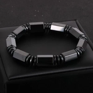 Men Magnetic Bracelet Hexagonal Faceted Bead Bangle Hematite Stone Bracelets 1Pc - Picture 1 of 13