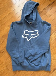 Fox Racing Hoodie Size Youth Large L Blue Pullover White Logo Outdoor Motocross - Picture 1 of 4