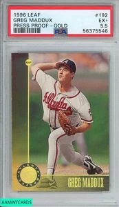 1996 LEAF GREG MADDUX #192 PRESS PROOF-GOLD ATLANTA BRAVES HOF PSA 5.5 EX+ - Picture 1 of 3