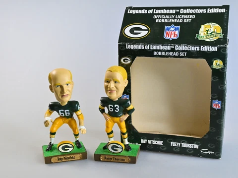 2007 Legends Of Lambeau Bobblehead Ray Nitschke Fuzzy Thurston In Box Cover