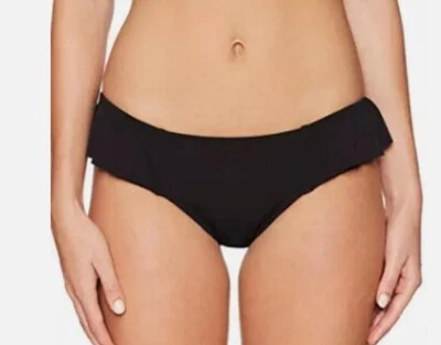 Nuevo Robin Piccone Lina Parte Inferior de Bikini con Volantes Laterales para Mujer S Negro Traje de Baño Foto 1 de 4