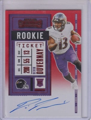 2020 Panini Contenders Variation SP FOTL Red Zone Devin Duvernay Rookie Auto RC - Image 1 of 2