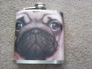 Pug hip flask by urban outfitters new - Picture 1 of 2