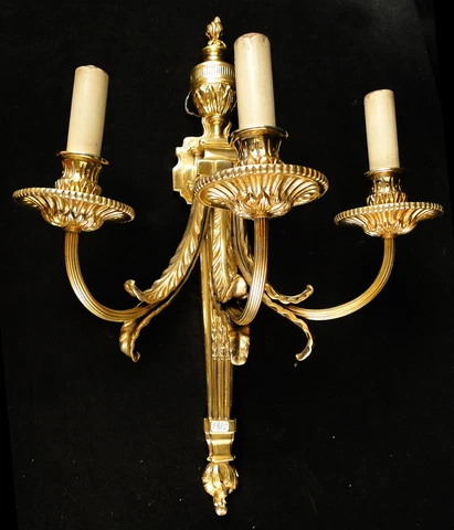 Antique french empire style sconce solid, chiseled and polished bronze (1382) Cover