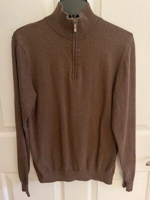 Report Collection Brown 100% Cotton 1/4 Zip Mock Neck L/S Sweater, Men’s Sz Med - Image 1 of 4