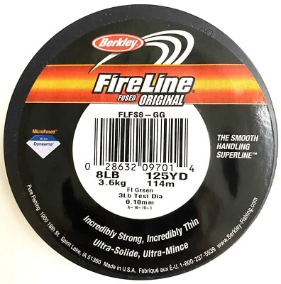 Berkley Fire Line Fused Original Fishing Line 8 lb 125 Yard Flame Green USA Made - Изображение 1 из 2