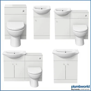 Modern Bathroom Basin Sink Vanity Toilet WC Concealed Cistern Unit Matte White - Picture 1 of 72