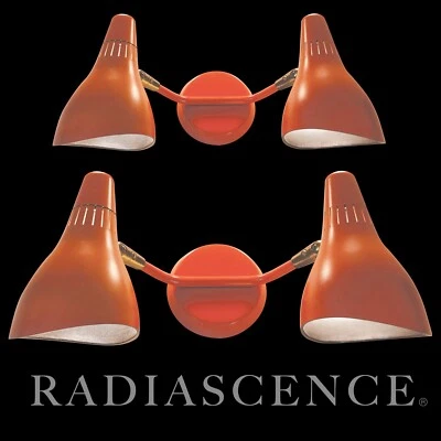 PAIR LIGHTOLIER JET AGE ATOMIC MODERN TWIN SCONCE WALL LAMP GERALD Thurston 1950 - Image 1 of 4