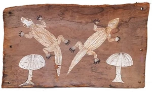 1970's ABORIGINAL ARTWORK ORIGINAL MYSTERY ARTIST SACRED DREAMTIME CREATURES - Picture 1 of 4