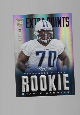 2013   Chance Warmack, Panini Prestige, Purple Rookie, Extra Points, #ed 067/100 - Image 1 of 2