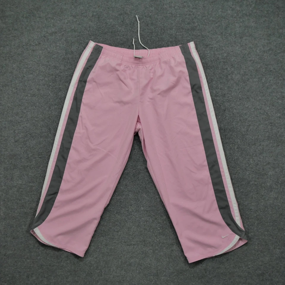 Винтажные брюки Nike для девочек XL 18 20 молодежные розовые укороченные спортивные повседневные Y2K - Изображение 1 из 4