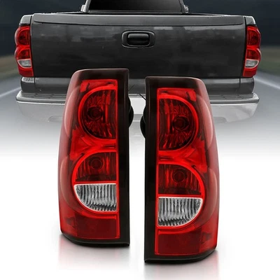 Juego de luces traseras de lente cromadas rojas/claras con borde negro para Chevy Silverado 1500 04-06 Foto 1 de 4