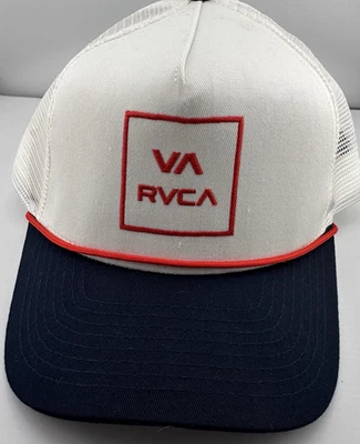 RVCA VA Aoki водитель грузовика шляпа белый темно-красный сетки бейсболки регулируемый крышка с Ярлыками - Изображение 1 из 4