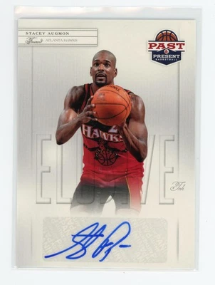 亚特兰大老鹰队集换卡亲笔签名 NBA 篮球 Stacey Augmon 过去和现在 — 第 1/2 张图片