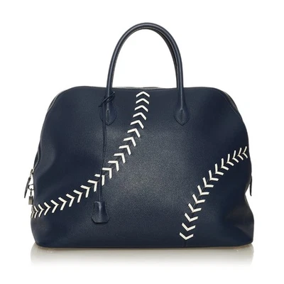 Authenticated Hermès Baseball Bolide Bag Blue Calf Leather Travel - Image 1 of 4