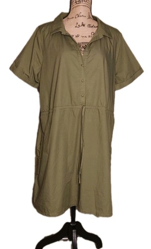 VETEMENTS 41 Biancospino Abito Camicia 100% Cotone Oliva Casual Lunghezza Ginocchio Foderato Taglia XL