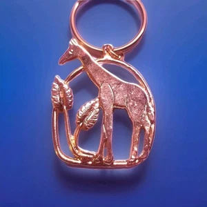 Portachiavi giraffa vintage portachiavi NUOVO VECCHIO STOCK animale tono oro anni 80 accessorio - Foto 1 di 4