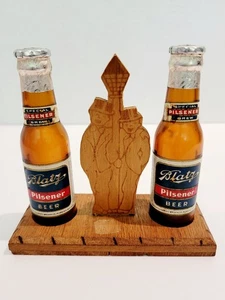 MINI SHAKER SALE E PEPE BIRRA BLATZ PILSNER VINTAGE CON BASE IN LEGNO CON INCISIONI - Foto 1 di 7