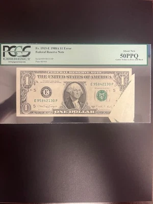 1988 $1 Gutter Folds on Face and Back Graded 50 PPQ - Image 1 of 4