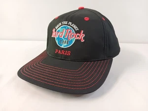 Vintage Hard Rock Cafe PARIS Hat Save the Planet Black Strapback Baseball Cap - Picture 1 of 10