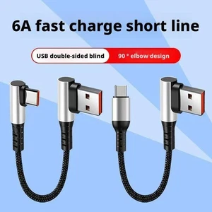 USB to Type C Fast Charging Cables 90 Degree Elbow Data Short Cord 丨UK - Picture 1 of 19