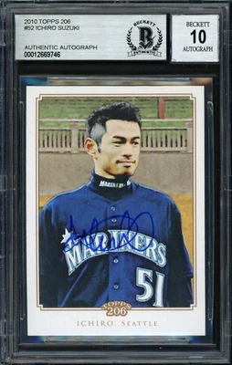 Ichiro Suzuki Signed 2010 Topps 206 Card 52 Seattle Mariners Auto 10 Beckett - Image 1 of 2