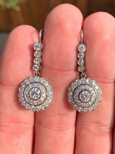 18kt Gold Diamant 3ct Cluster Ohrringe Art Deco Design - Bild 1 von 9