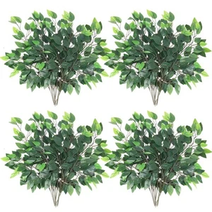 24PCS Artificial Ficus Leaves Branches Faux Ficus Tree Branches 24pcs Green - Picture 1 of 7
