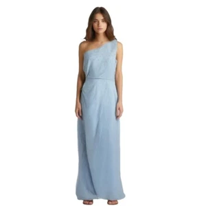 Favorite Daughter Singles Table Dress 10 NWOT Blue One Shoulder Quiet Luxury - Picture 1 of 10