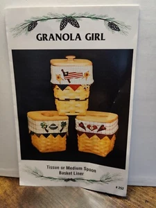 Granola Girl Sewing Tissue or Spoon Basket Liner Patterns #252 Hearts Flag 1997 - Picture 1 of 9