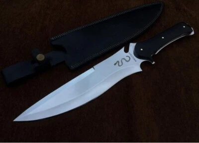 Réplica de faca 15" residencial mal feita à mão com bainha de couro mola aço - Imagem 1 de 4