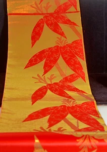 Gold Metallic Blumen - Vintage Hong Kong Chinesischer Brokat UU150A - Bild 1 von 4