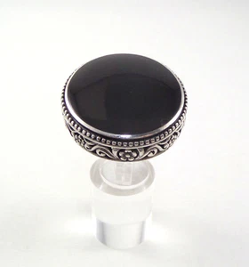 Art Deco Sterling Ring über 1" Durchmesser erhabener schwarzer Onyx 25,6 Gramm Größe 6-3/4 - Bild 1 von 19