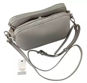 Ophelia Roe Double Zip Crossbody Handbag Purse Adjustable Strap - Taupe - Picture 1 of 7