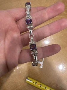Lagos Caviar Bracelet 750 925 18K Sterling Silver Amethyst Gemstone Small (6) - Picture 1 of 7