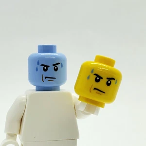 Lego Light Blue Sweating Head Misprint Town City Error Test Print Prototype - Picture 1 of 3