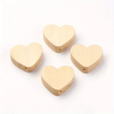 50pcs Unfinished Wood Beads Natural Wooden Beads Heart Navajo White 19x20x6mm - Image 1 of 4