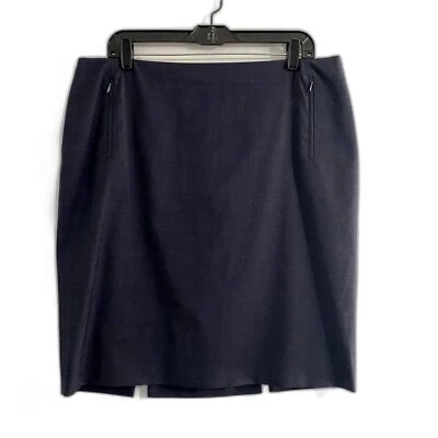Elie Tahari Short Pencil Skirt Blue Gray Zippered Pockets Office Plus Size 14 - Image 1 of 4