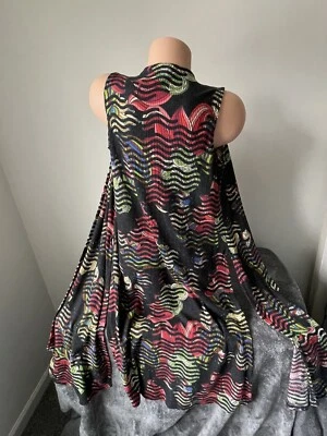 Chaleco Plumero LULAROE Joy SUPER UNICORNIO TALLA XS Retro Psicodélico Acanalado Colorido Foto 1 de 4