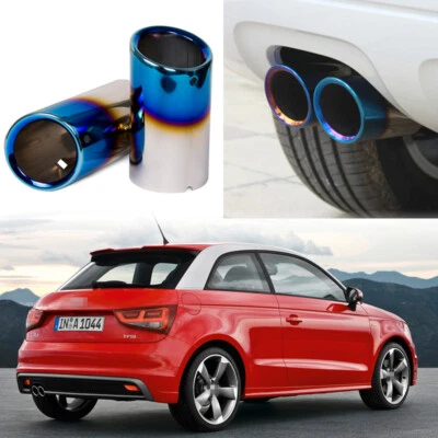Punta de tubo de escape silenciador tubo de escape azul 2 piezas apta para Audi A1 2011-2014 12 13 Foto 1 de 4