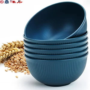Unbreakable Cereal Bowls 24 Oz Plastic Bowls Reusable Light Weight Bowl Set of 6 - Picture 1 of 7
