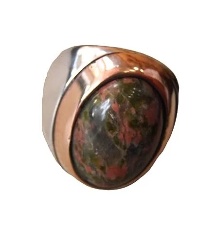 UNAKITE JASPER GEMSTONE 925 STERLING SILVER OTTOMAN TURKISH HEAVY MENS RING - Изображение 1 из 4